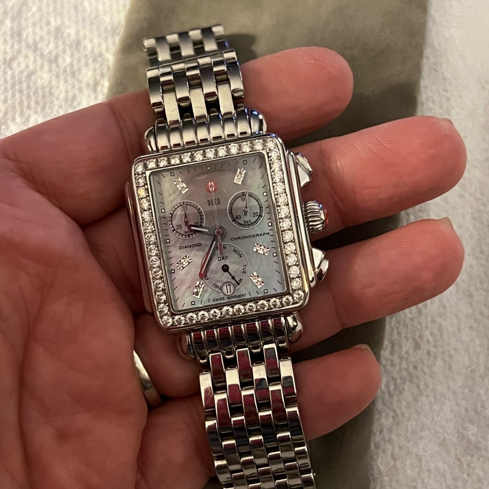 MICHELE Womens Deco wristwatch. 2kts Diamonds